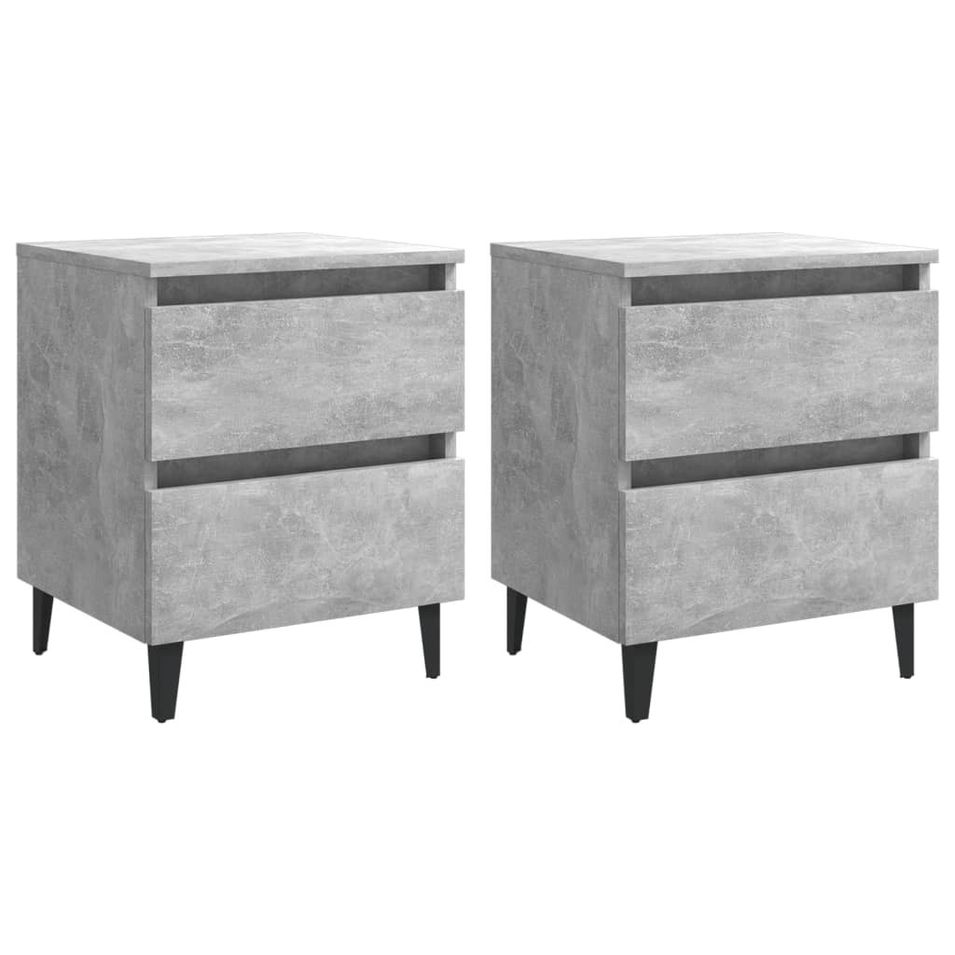 Tables de chevet 2 pcs Gris béton 40x35x50 cm - Photo n°1