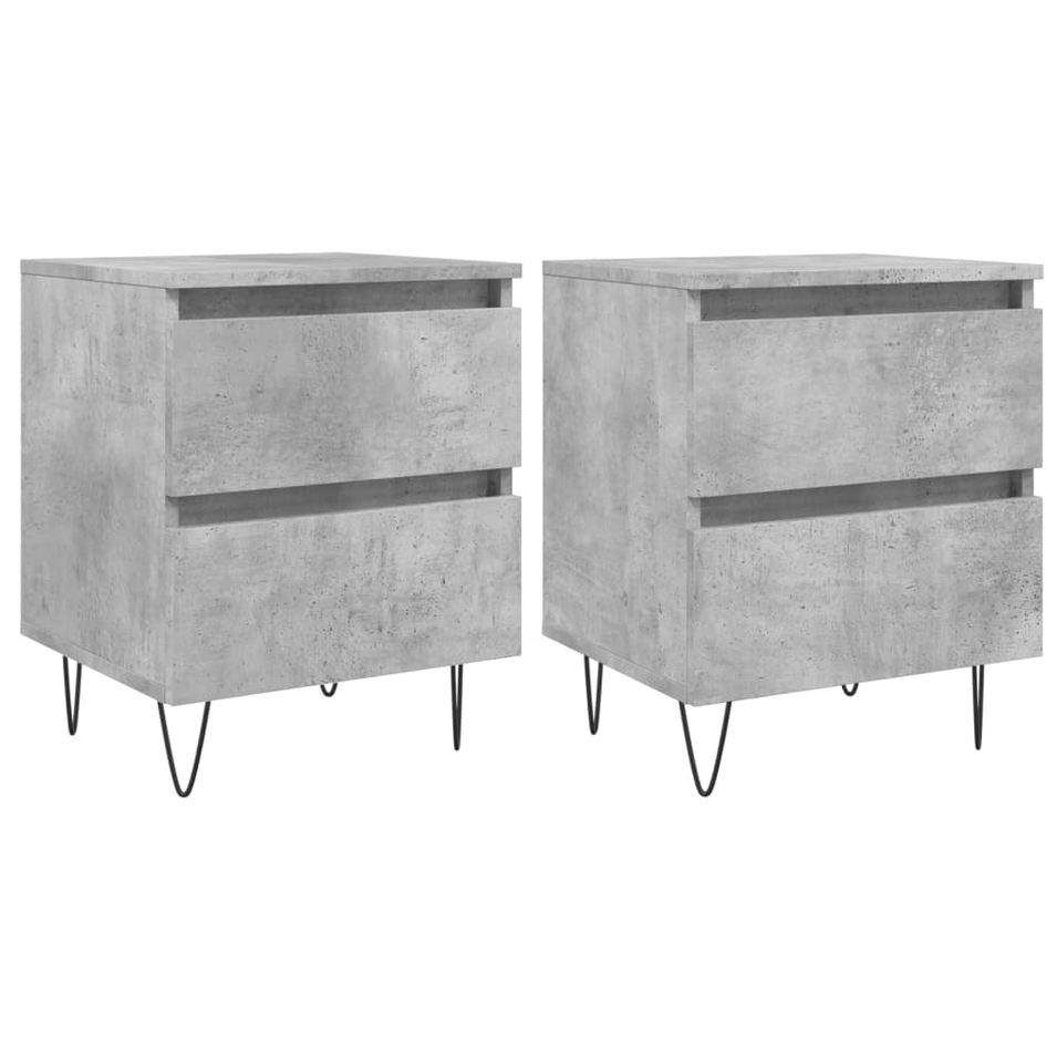 Tables de chevet 2 pcs gris béton 40x35x50 cm bois d’ingénierie - Photo n°1