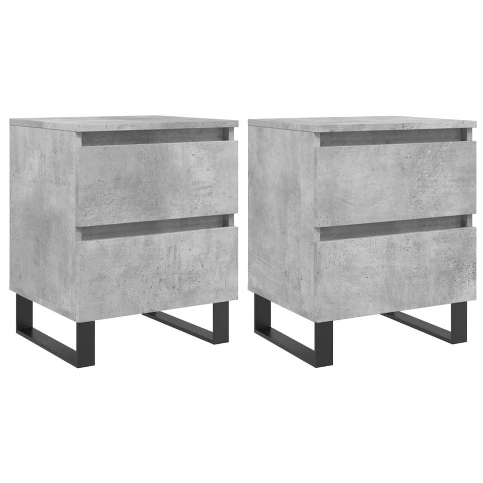 Tables de chevet 2 pcs gris béton 40x35x50 cm bois d’ingénierie - Photo n°1