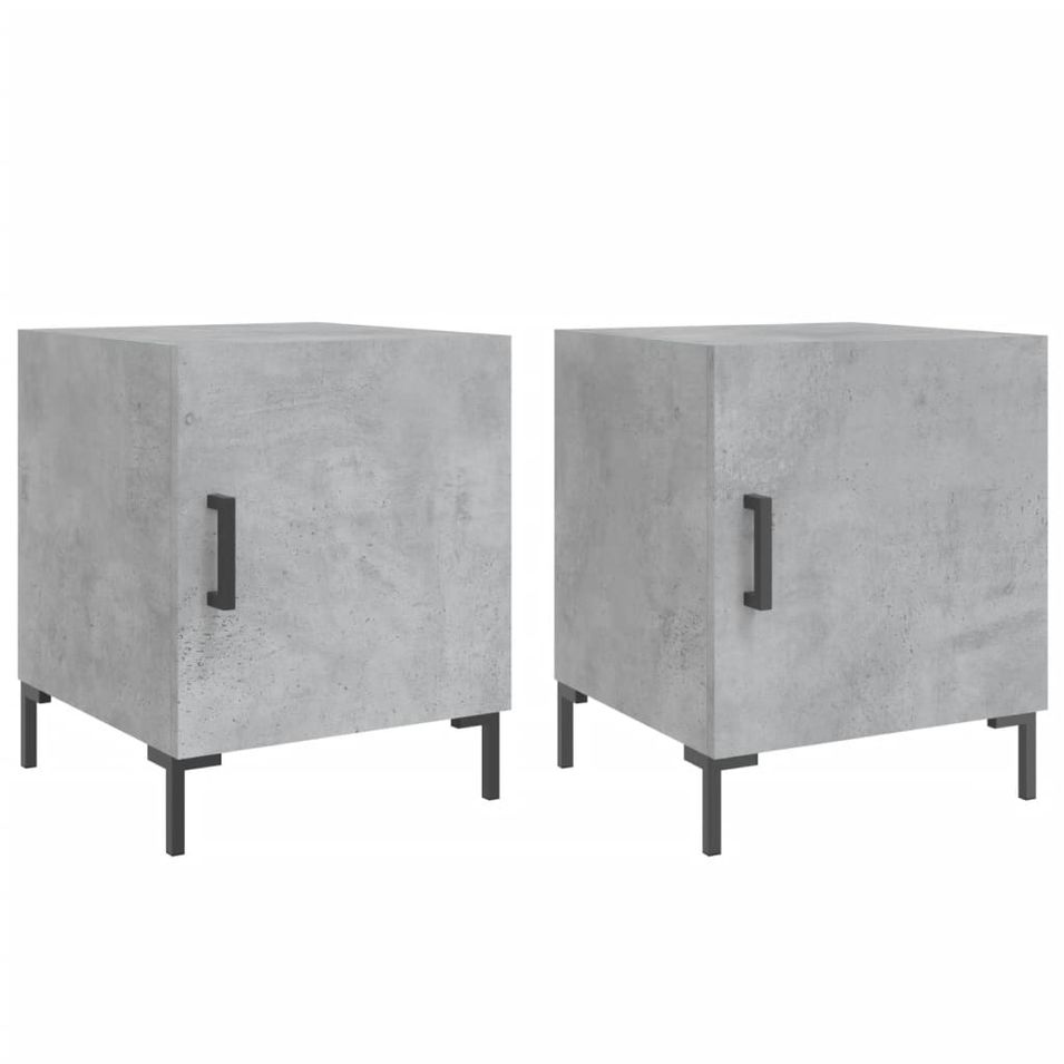 Tables de chevet 2 pcs gris béton 40x40x50 cm bois d’ingénierie - Photo n°1