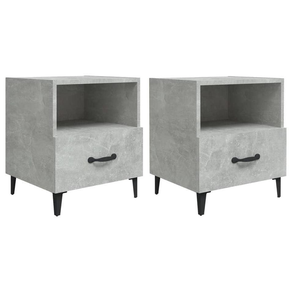 Tables de chevet 2 pcs Gris béton Bois d'ingénierie - Photo n°1
