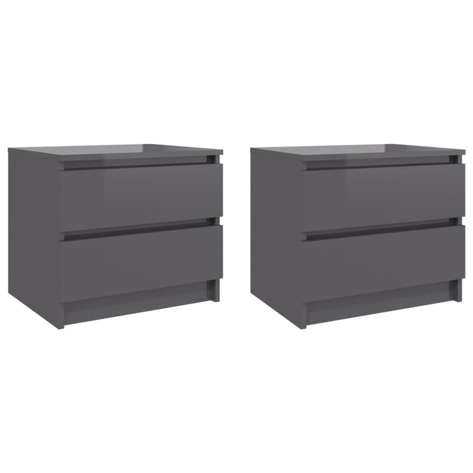Tables de chevet 2 pcs Gris brillant 50x39x43,5 cm - Photo n°1