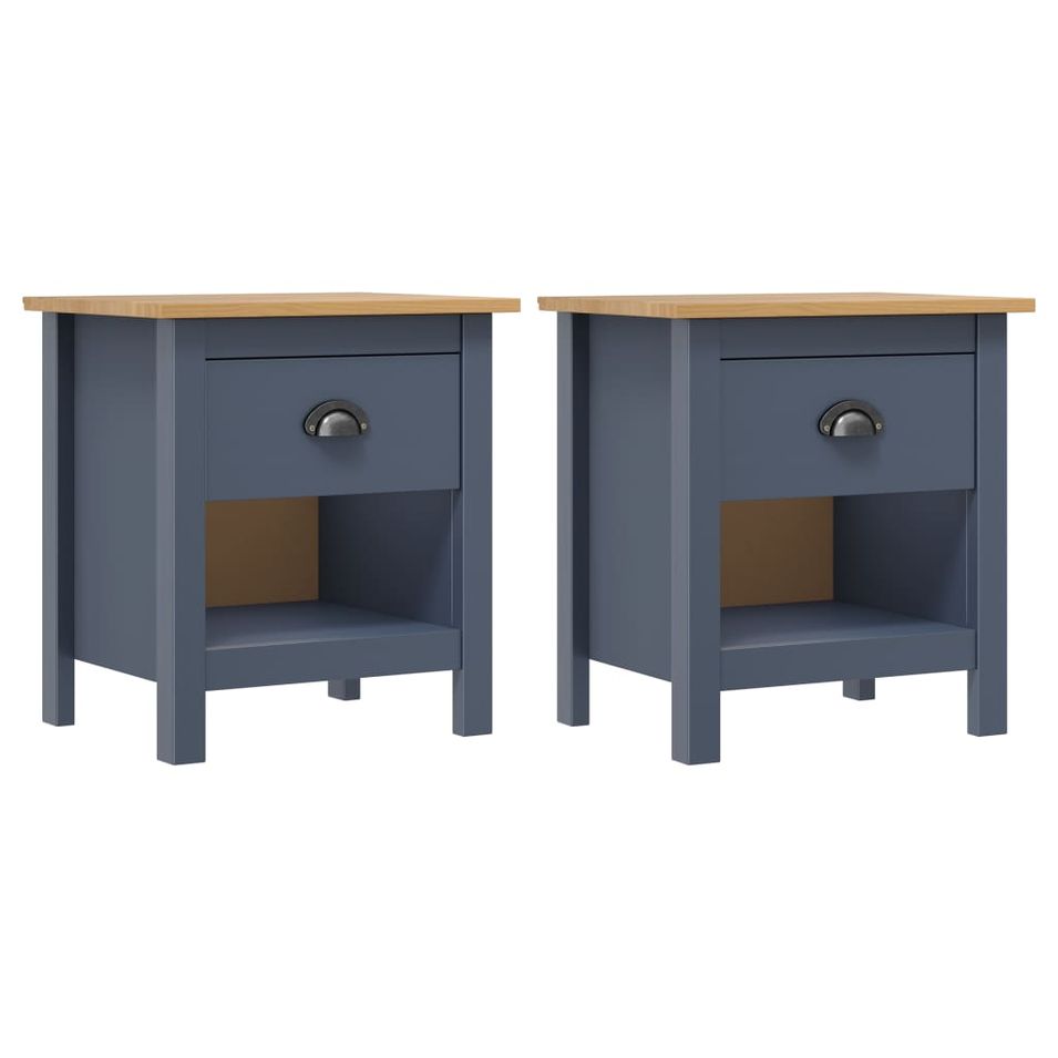 Tables de chevet 2 pcs Hill Range Gris 46x35x49,5 cm Pin solide - Photo n°1