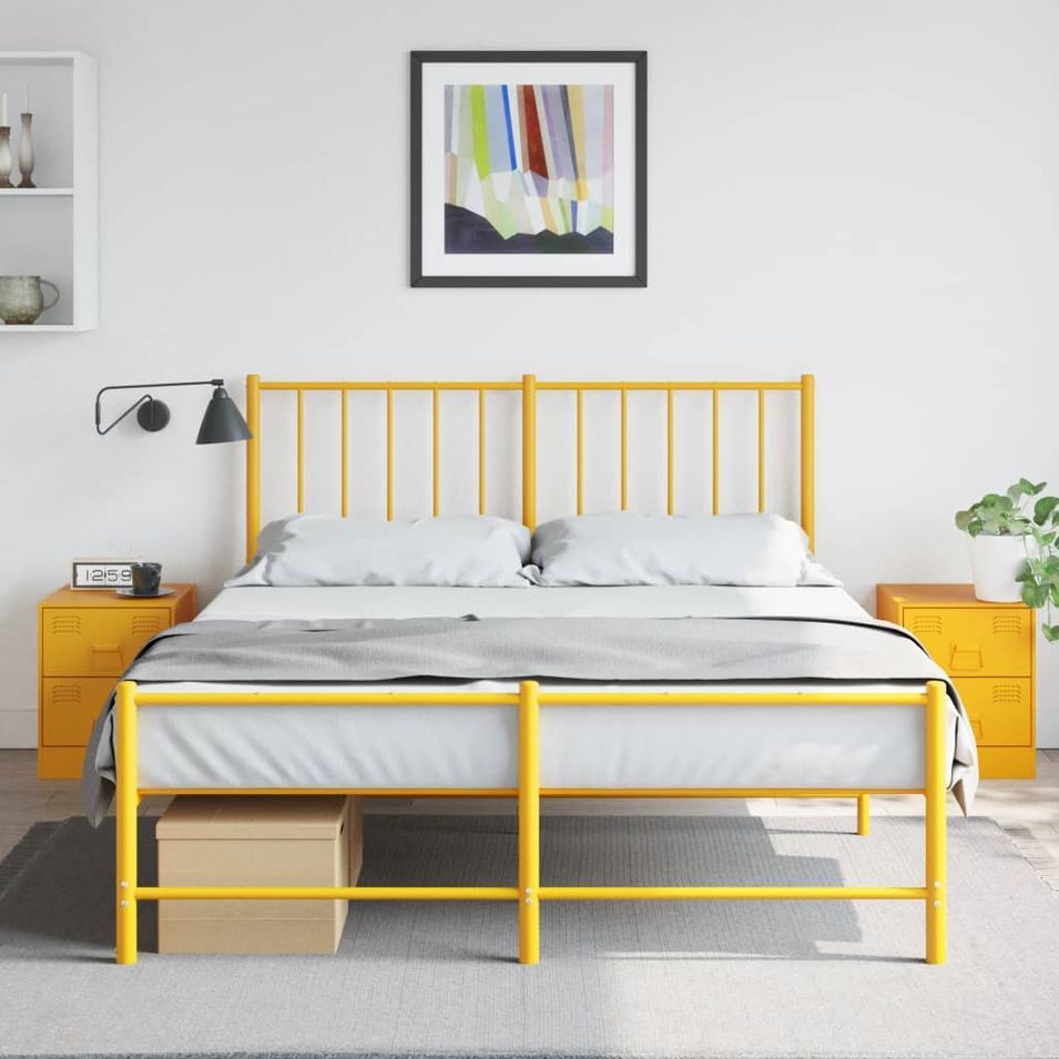 Tables de chevet 2 pcs jaune 34,5x39x44 cm acier - Photo n°1
