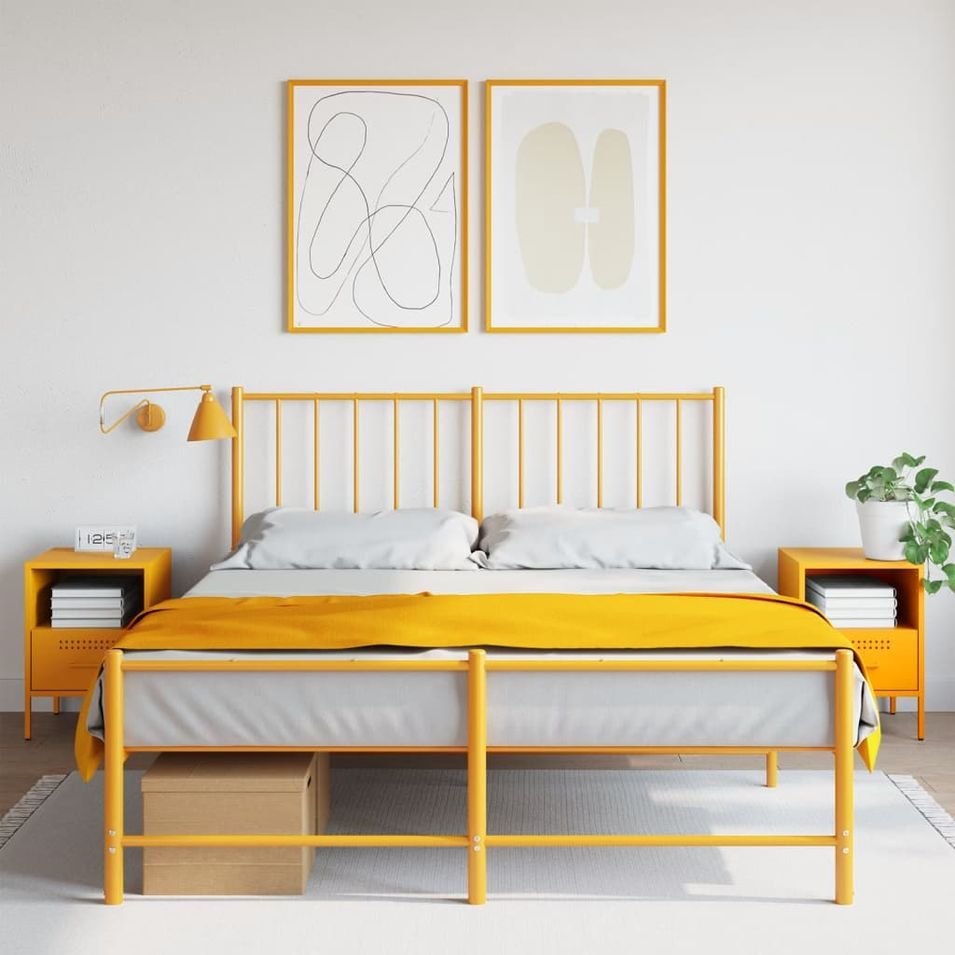 Tables de chevet 2 pcs jaune moutarde 36x39x50,5 cm - Photo n°1