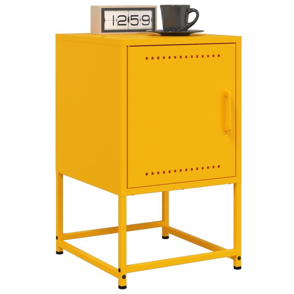 Tables de chevet 2 pcs jaune moutarde 36x39x60,5 cm acier - Photo n°1