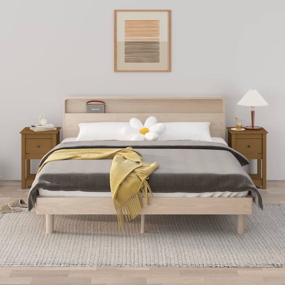 Tables de chevet 2 pcs Marron miel 40x35x61,5 cm Pin solide - Photo n°1