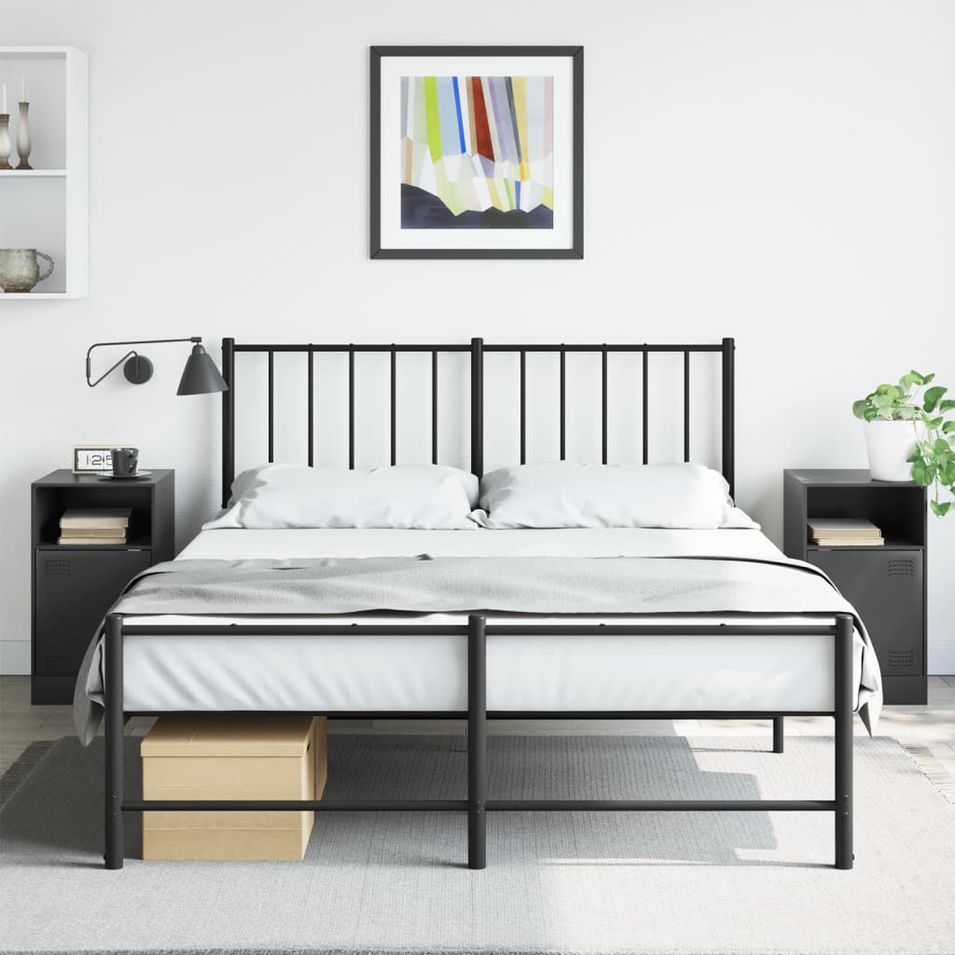 Tables de chevet 2 pcs noir 34,5x39x62 cm acier - Photo n°1