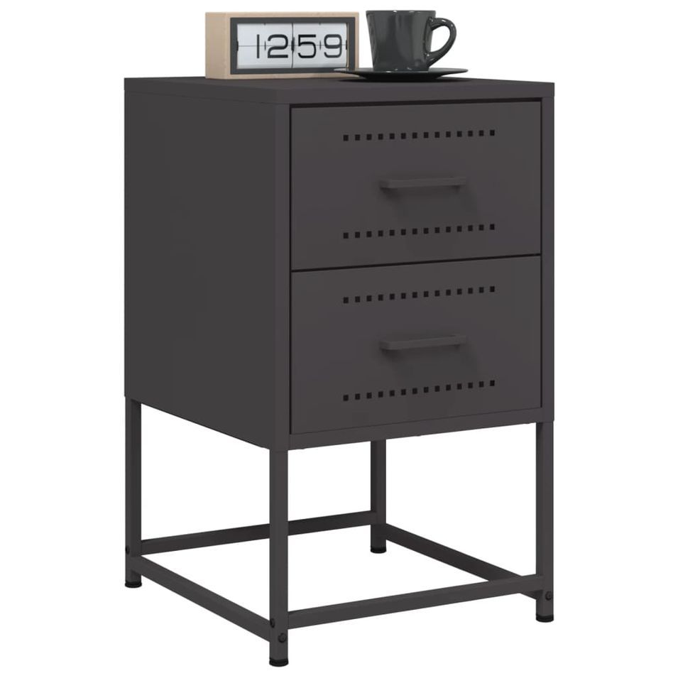 Tables de chevet 2 pcs noir 36x39x60,5 cm acier - Photo n°1