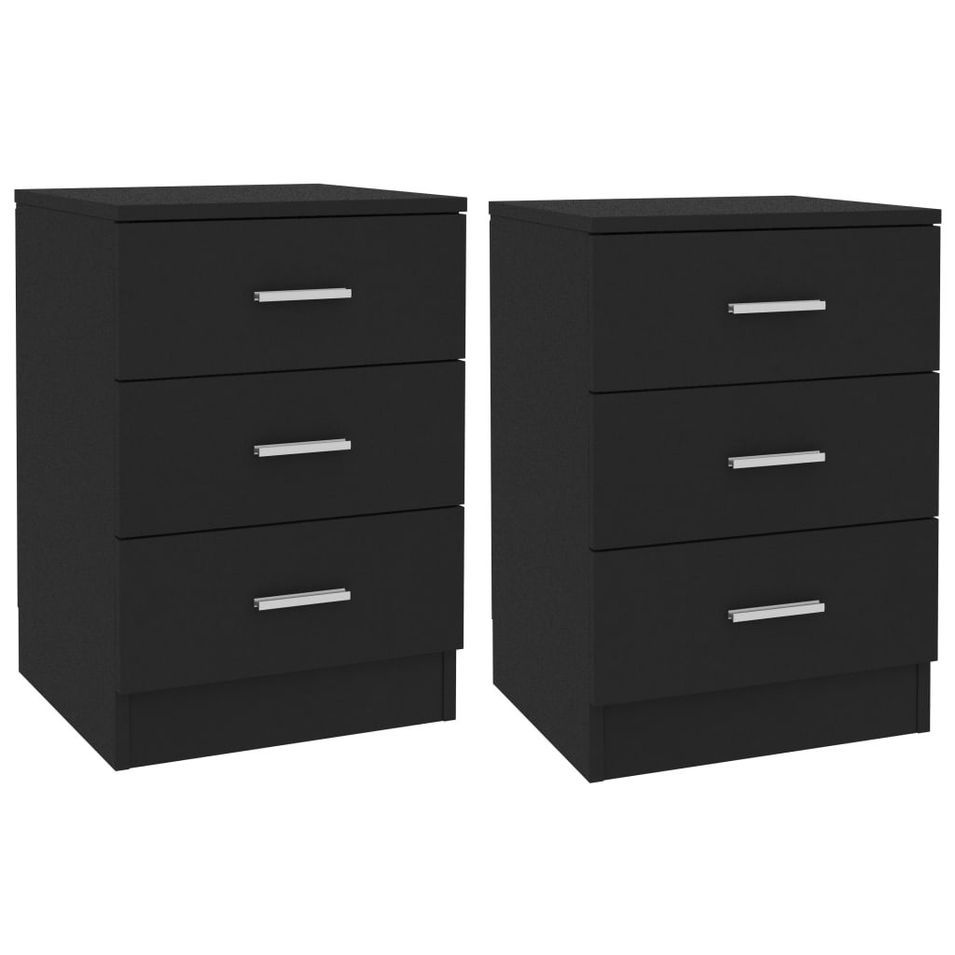 Tables de chevet 2 pcs Noir 38 x 35 x 56 cm - Photo n°1