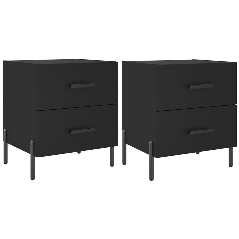 Tables de chevet 2 pcs noir 40x35x47,5 cm bois d’ingénierie - Photo n°1