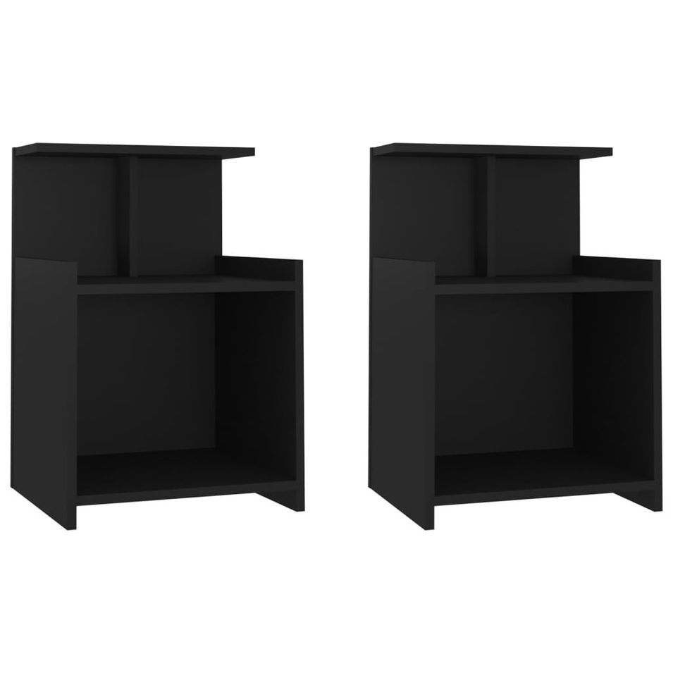 Tables de chevet 2 pcs Noir 40x35x60 cm - Photo n°1