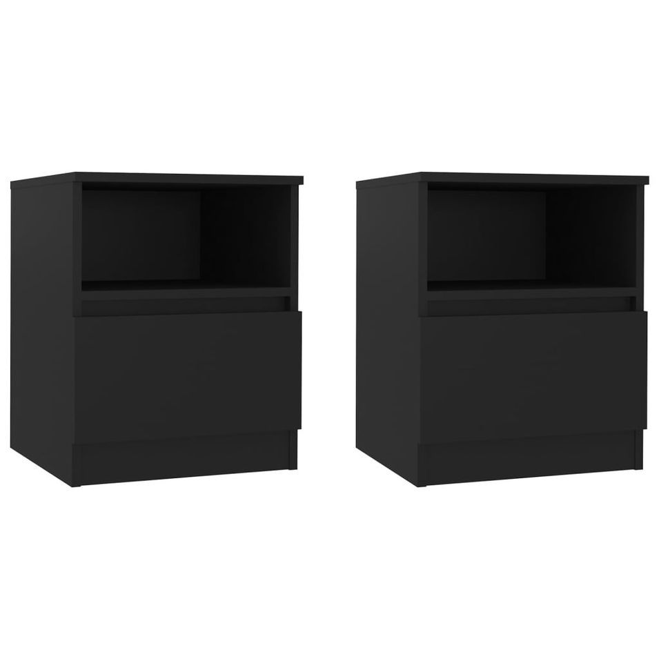 Tables de chevet 2 pcs Noir 40x40x50 cm 2 - Photo n°1