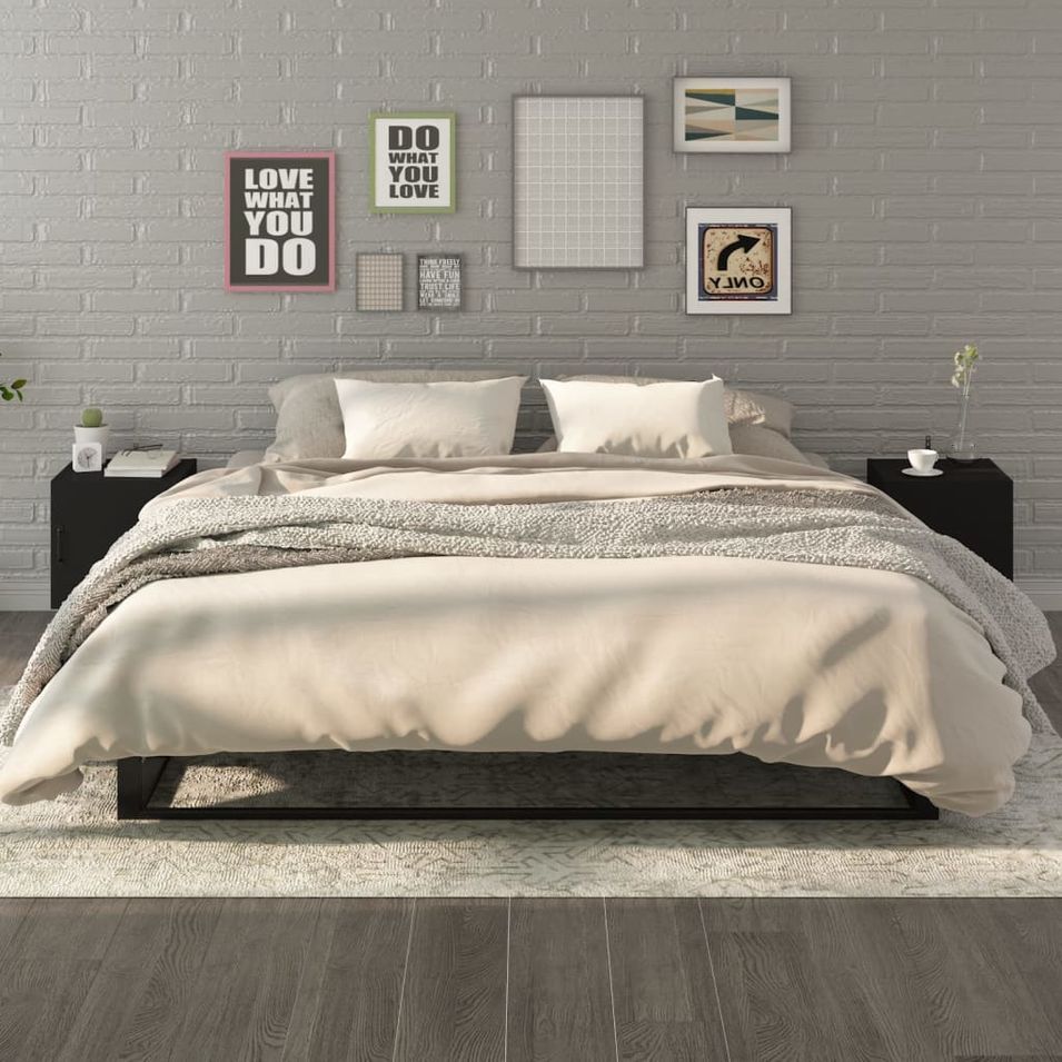 Tables de chevet 2 pcs Noir Bois d'ingénierie - Photo n°1