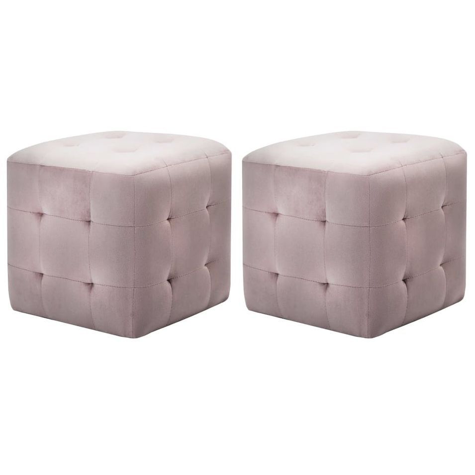 Tables de chevet 2 pcs Rose 30x30x30 cm Velours Tissu - Photo n°1