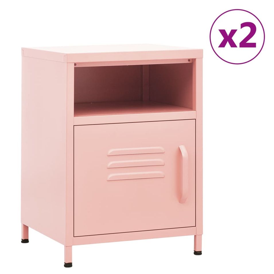 Tables de chevet 2 pcs Rose 35x35x51 cm Acier - Photo n°1