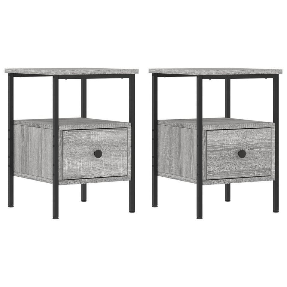 Tables de chevet 2 pcs sonoma gris 34x36x50cm bois d'ingénierie - Photo n°1