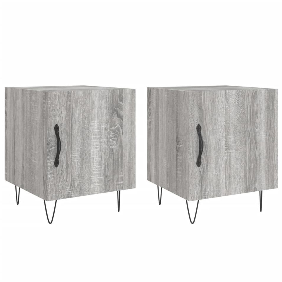 Tables de chevet 2 pcs sonoma gris 40x40x50cm bois d'ingénierie - Photo n°1