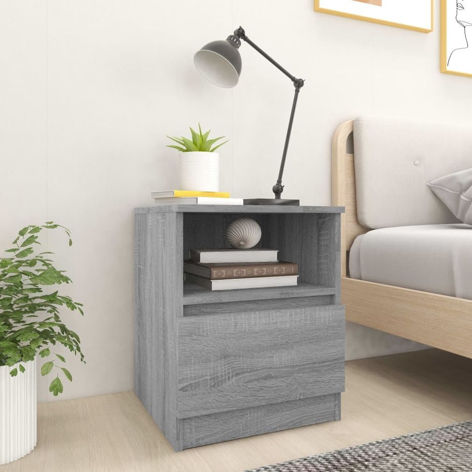 Tables de chevet 2 pcs sonoma gris 40x40x50cm bois d'ingénierie - Photo n°1