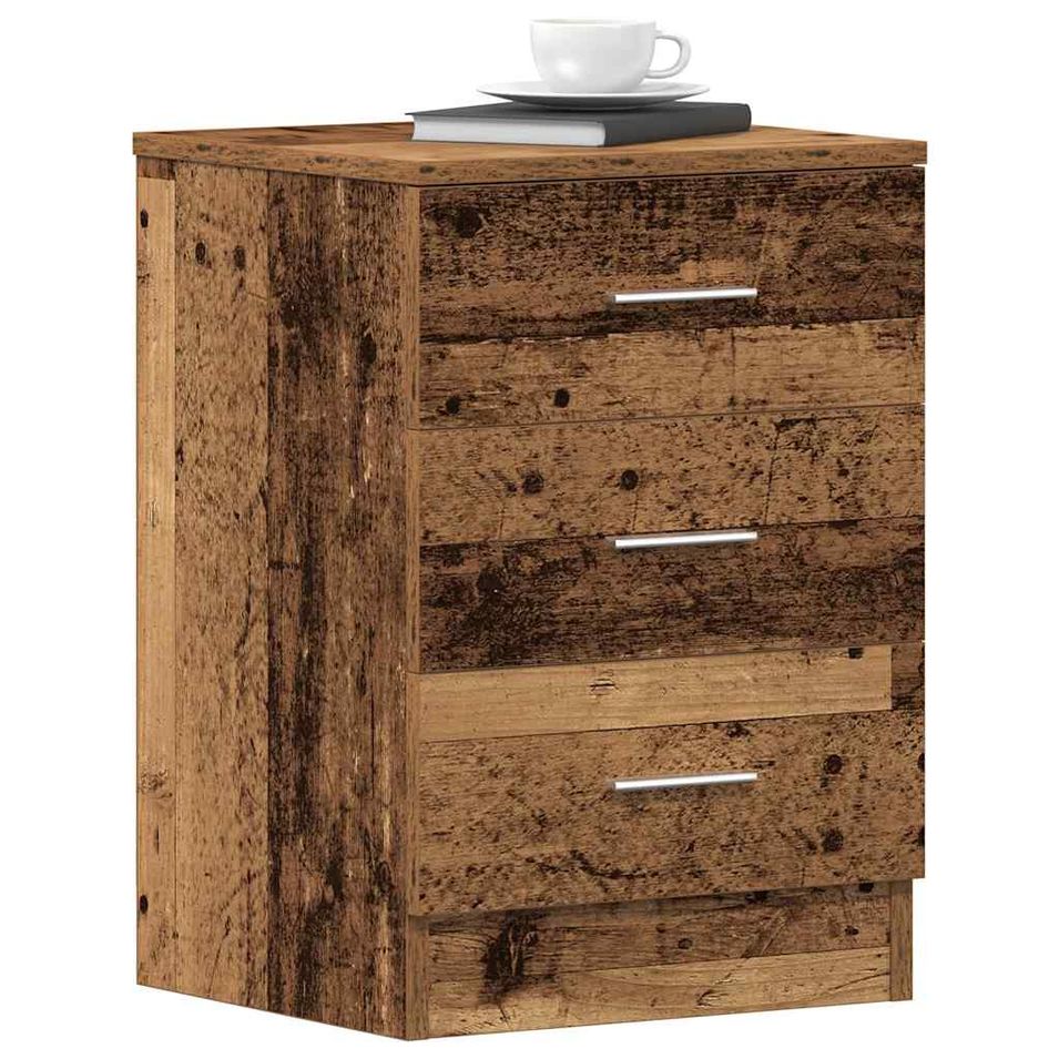 Tables de chevet 2 pcs vieux bois 38x35x55 cm bois d'ingénierie - Photo n°1