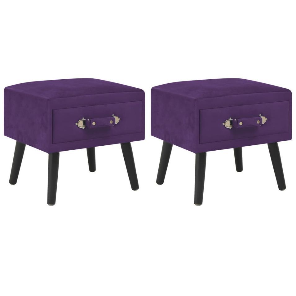 Tables de chevet 2 pcs Violet foncé 40x35x40 cm Velours - Photo n°1
