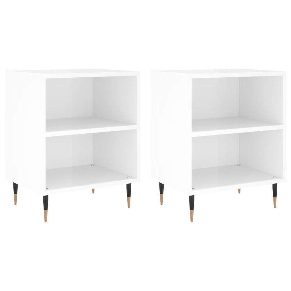 Tables de chevet 2pcs blanc brillant 40x30x50cm bois ingénierie - Photo n°1