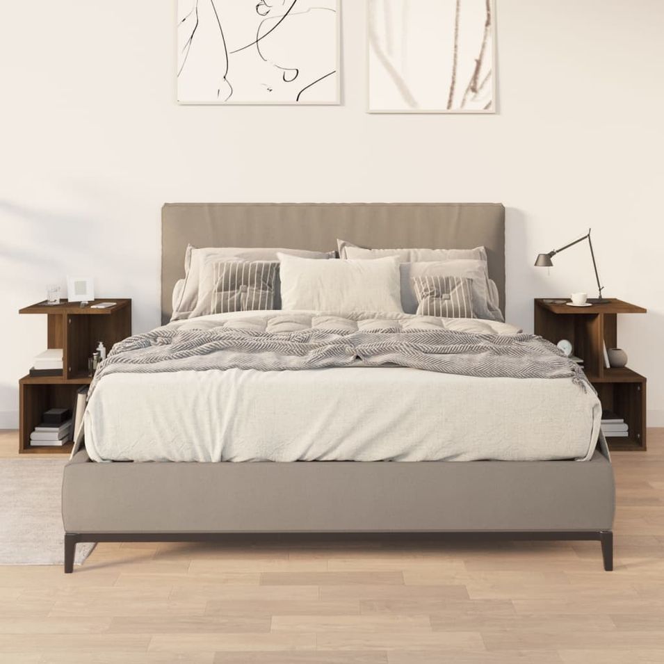 Tables de chevet 2pcs Chêne marron 35x35x55cm Bois d'ingénierie - Photo n°1