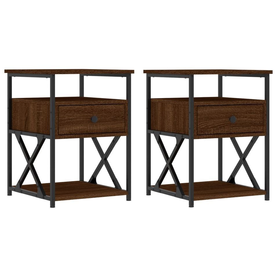 Tables de chevet 2pcs chêne marron 40x42x55cm bois d'ingénierie - Photo n°1