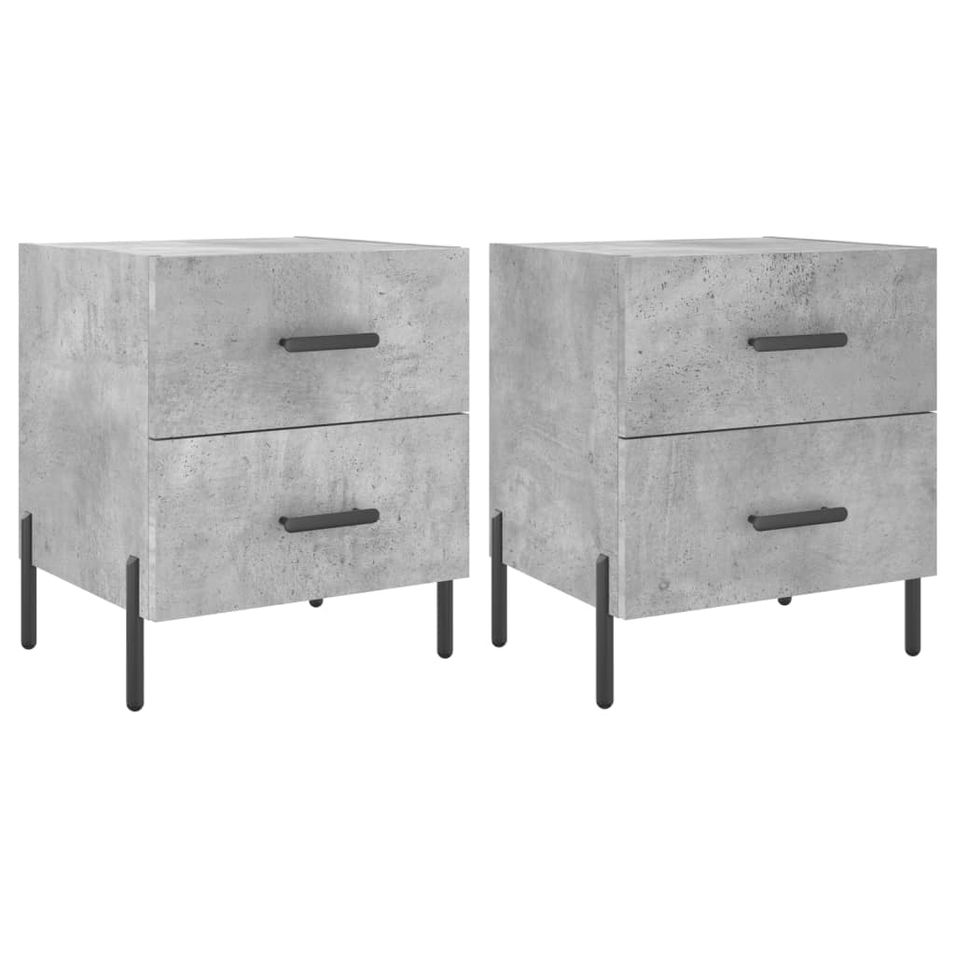 Tables de chevet 2pcs gris béton 40x35x47,5cm bois d’ingénierie - Photo n°1