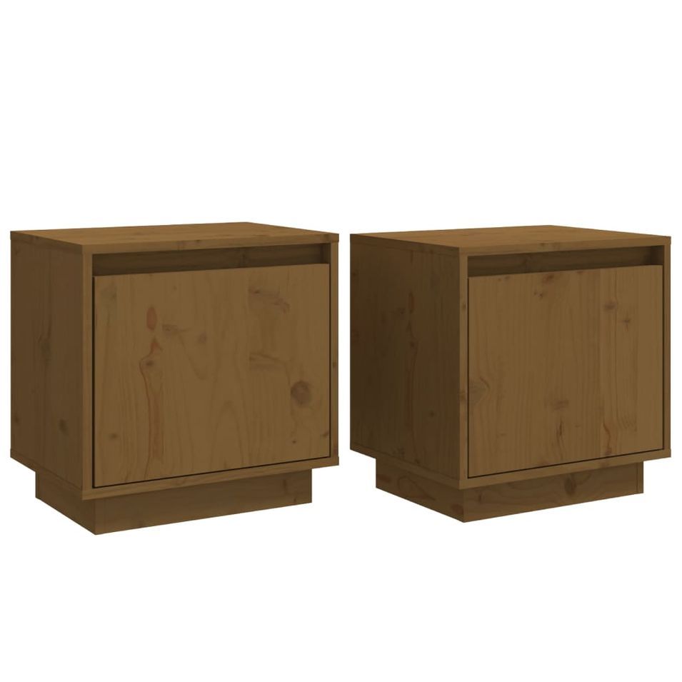 Tables de chevet 2pcs Marron miel 40x30x40cm Bois de pin solide 2 - Photo n°1