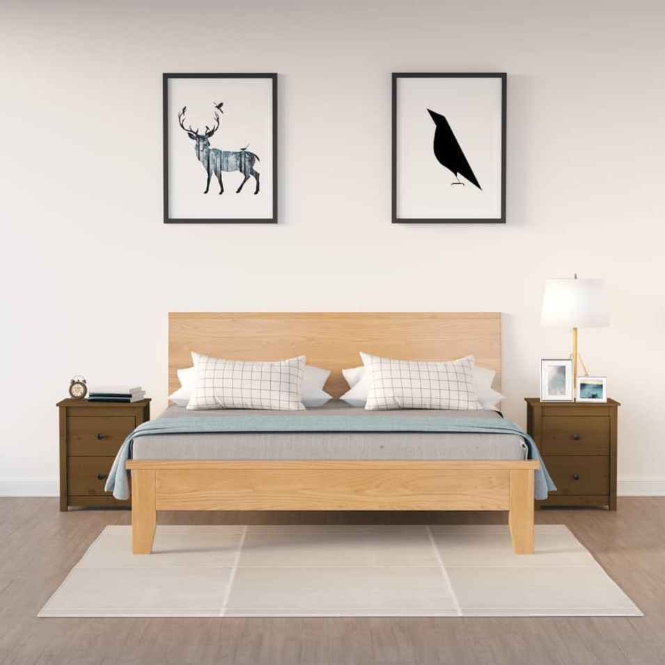 Tables de chevet 2pcs Marron miel 50x35x61,5 cm Bois pin massif - Photo n°1