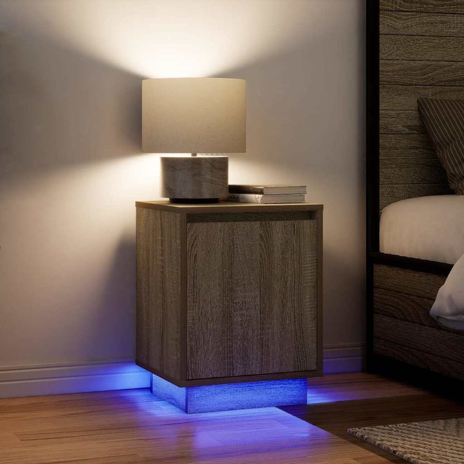 Tables de chevet avec lumières LED 2pcs chêne sonoma 38x34x50cm - Photo n°1