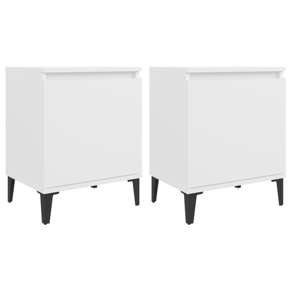 Tables de chevet avec pieds en métal 2 pcs Blanc 40x30x50 cm - Photo n°1
