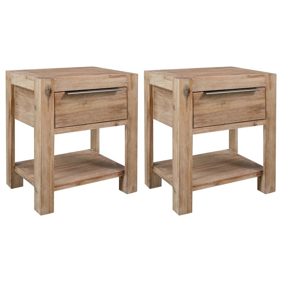 Tables de chevet avec tiroirs 2 pcs 40x30x48 cm Bois d'acacia - Photo n°1
