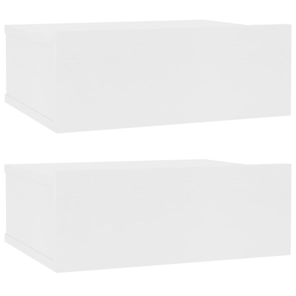 Tables de chevet flottantes 2 pcs Blanc 40x30x15 cm - Photo n°1
