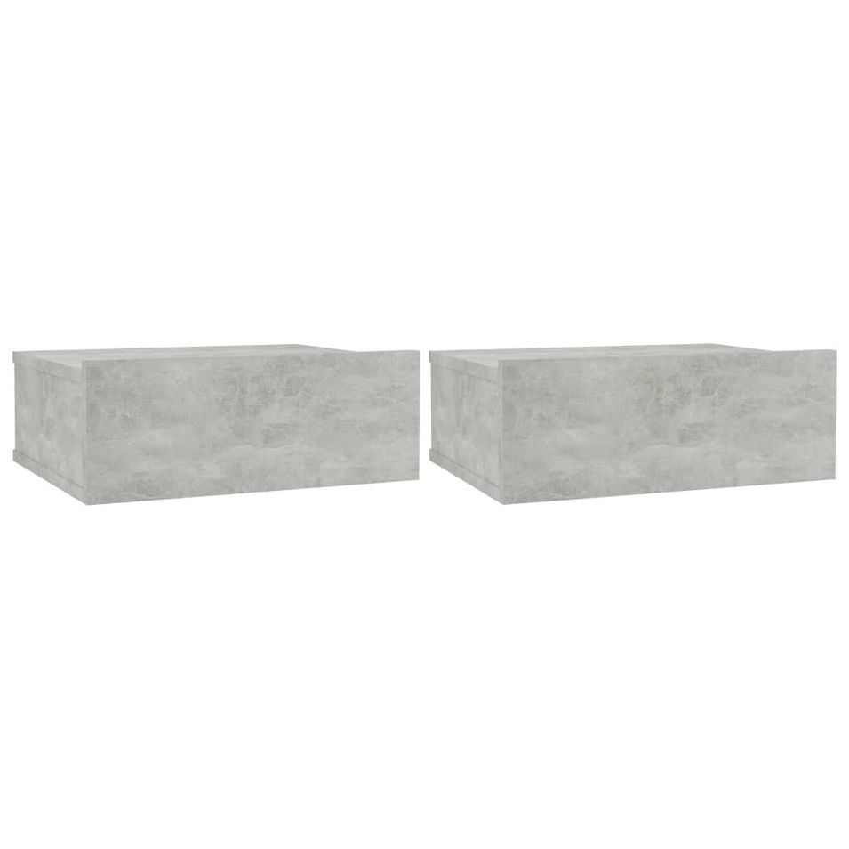 Tables de chevet flottantes 2 pcs Gris béton 40x30x15 cm - Photo n°1