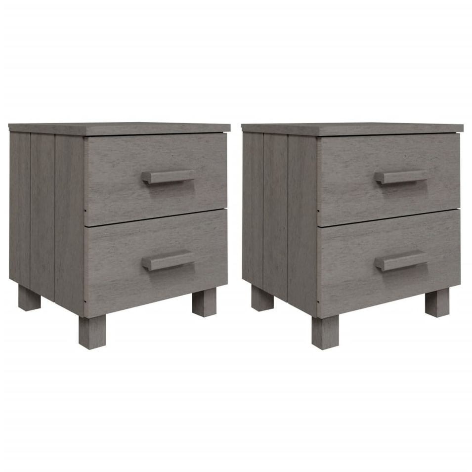 Tables de chevet HAMAR 2pcs Gris clair 40x35x44,5cm Bois massif - Photo n°1