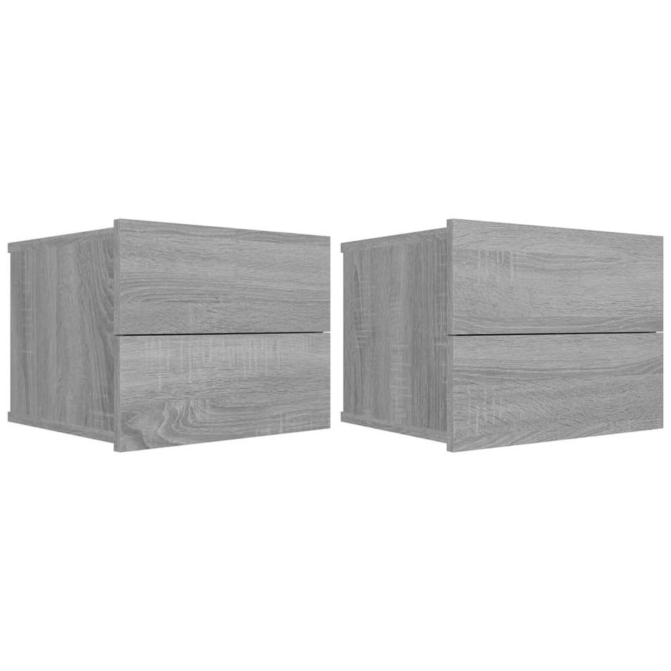 Tables de chevet murale 2 pcs Sonoma gris 40x30x30cm Bois d'ingénierie - Photo n°1