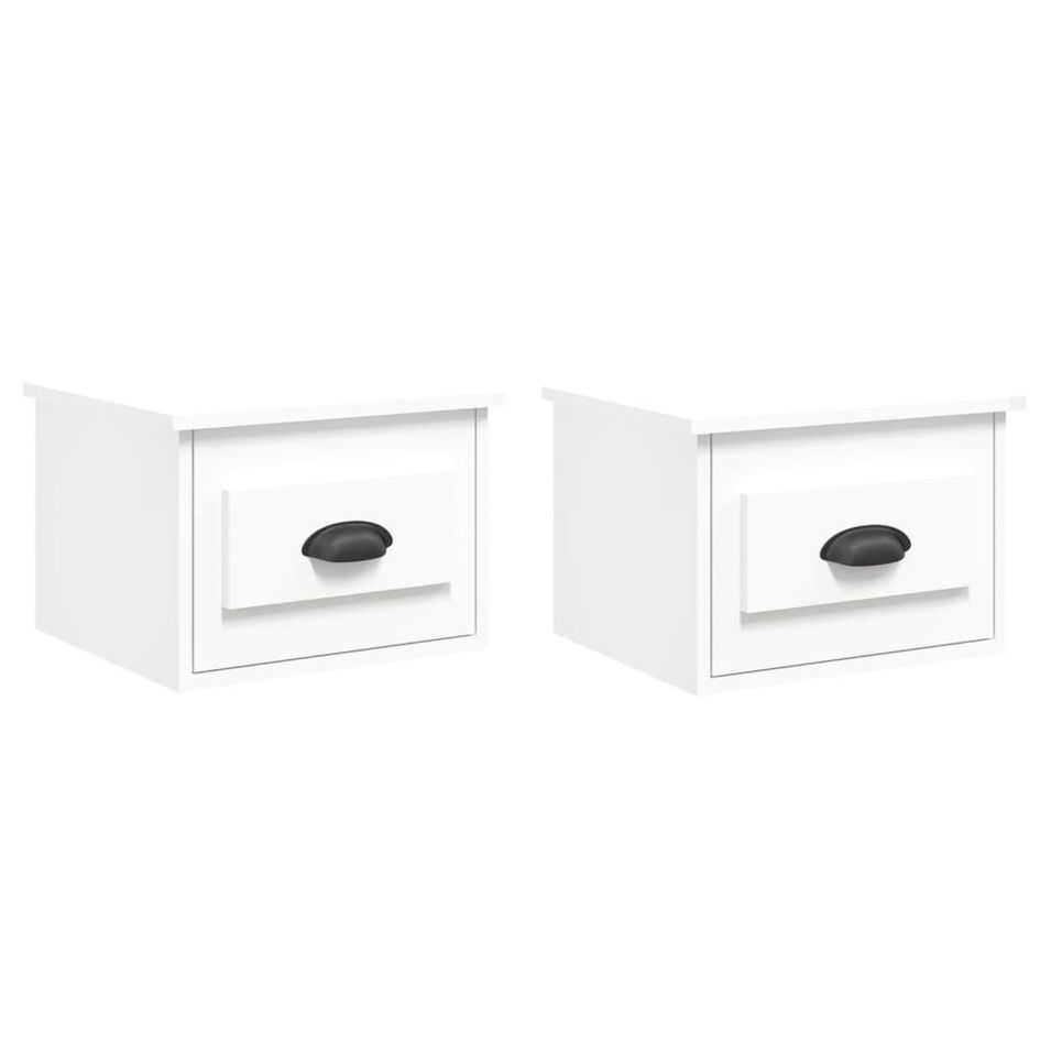 Tables de chevet murales 2 pcs blanc 41,5x36x28 cm - Photo n°1