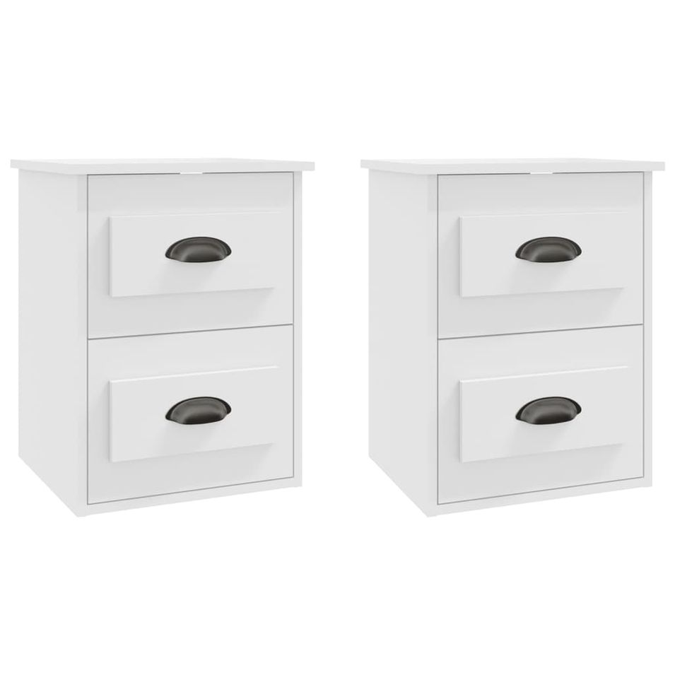 Tables de chevet murales 2 pcs blanc 41,5x36x53 cm - Photo n°1