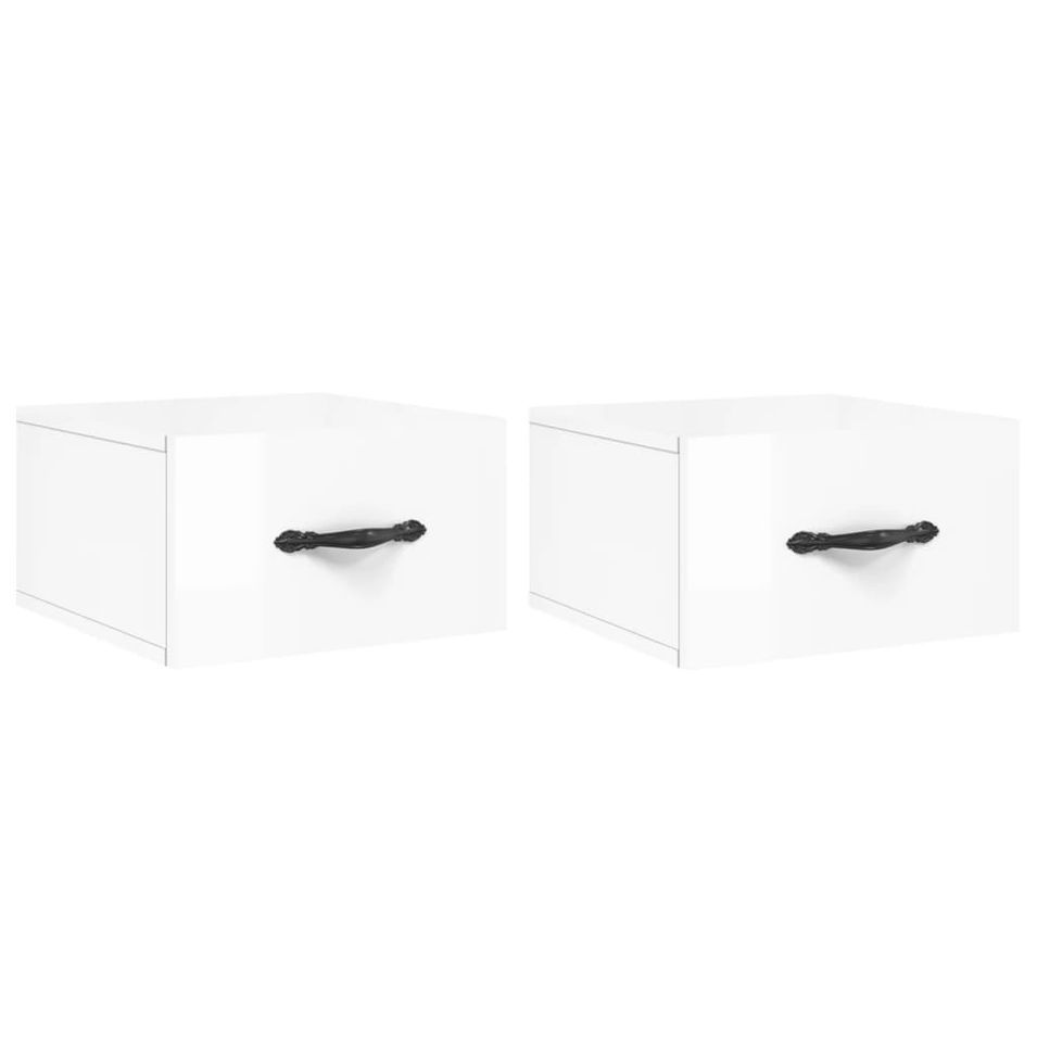 Tables de chevet murales 2 pcs blanc brillant 35x35x20 cm - Photo n°1