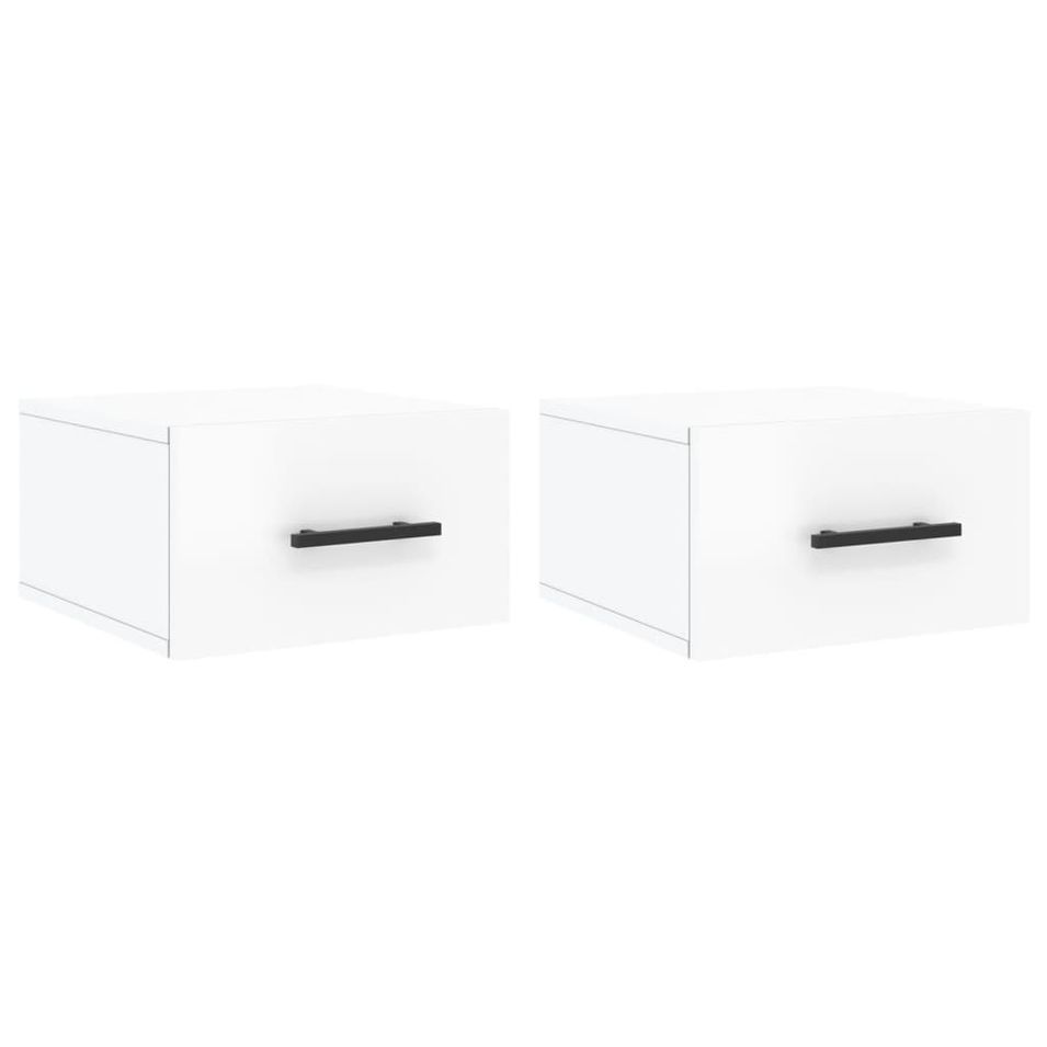 Tables de chevet murales 2 pcs blanc brillant 35x35x20 cm - Photo n°1