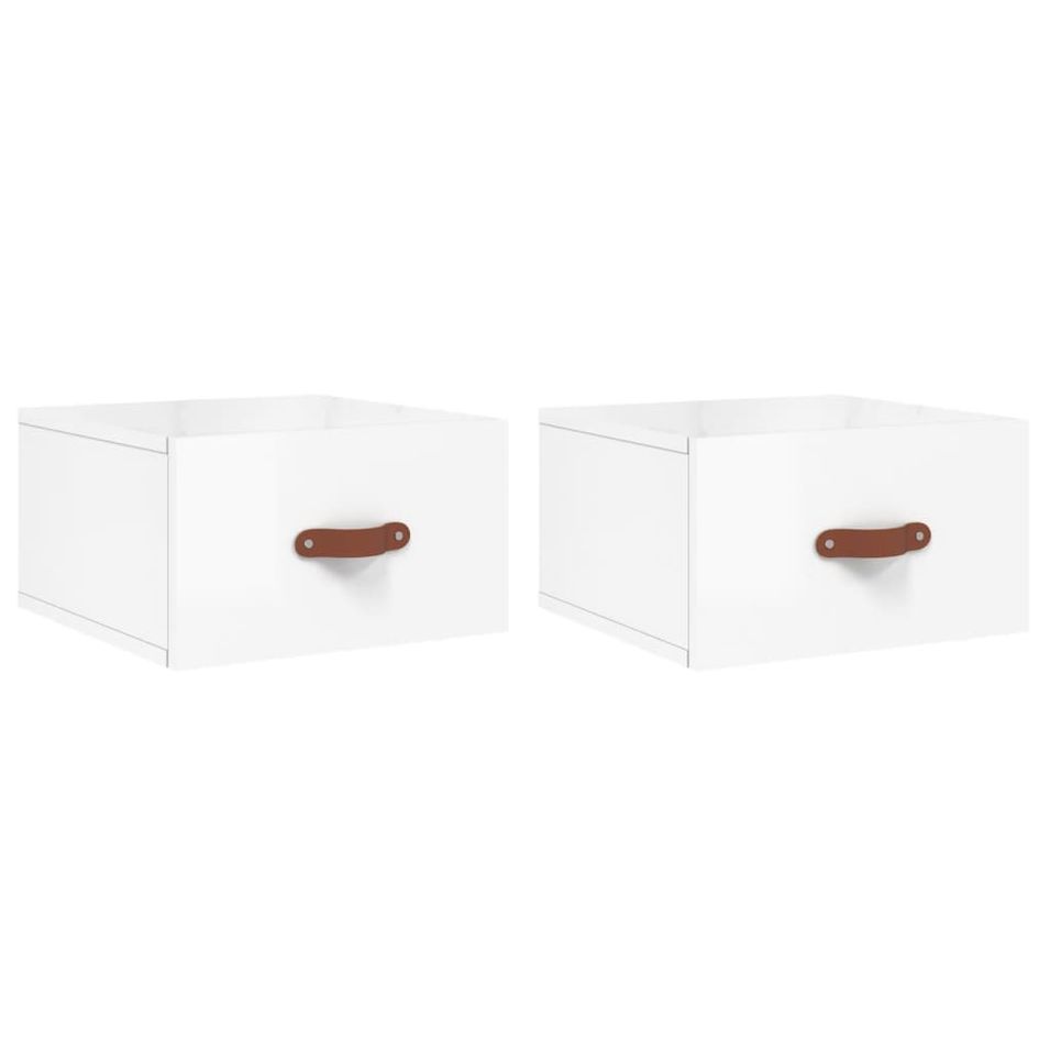 Tables de chevet murales 2 pcs blanc brillant 35x35x20 cm - Photo n°1