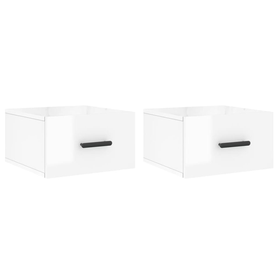 Tables de chevet murales 2 pcs blanc brillant 35x35x20 cm - Photo n°1
