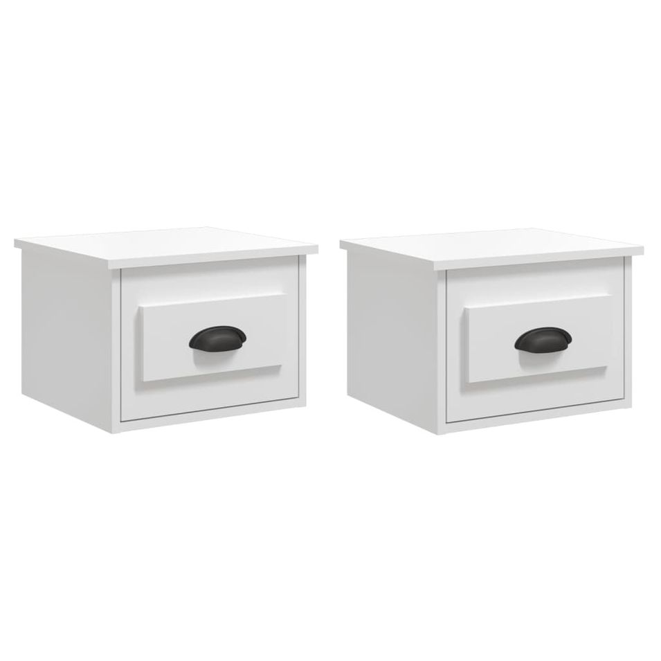 Tables de chevet murales 2 pcs blanc brillant 41,5x36x28 cm - Photo n°1