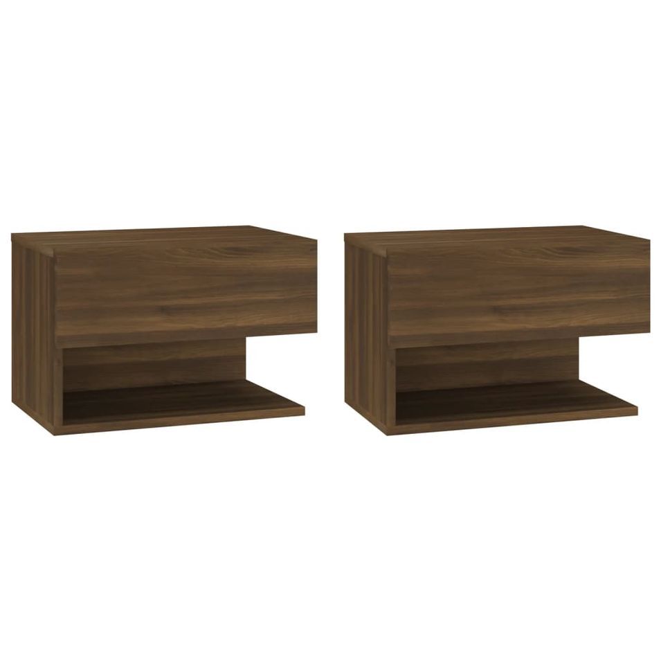 Tables de chevet murales 2 pcs Chêne marron - Photo n°1