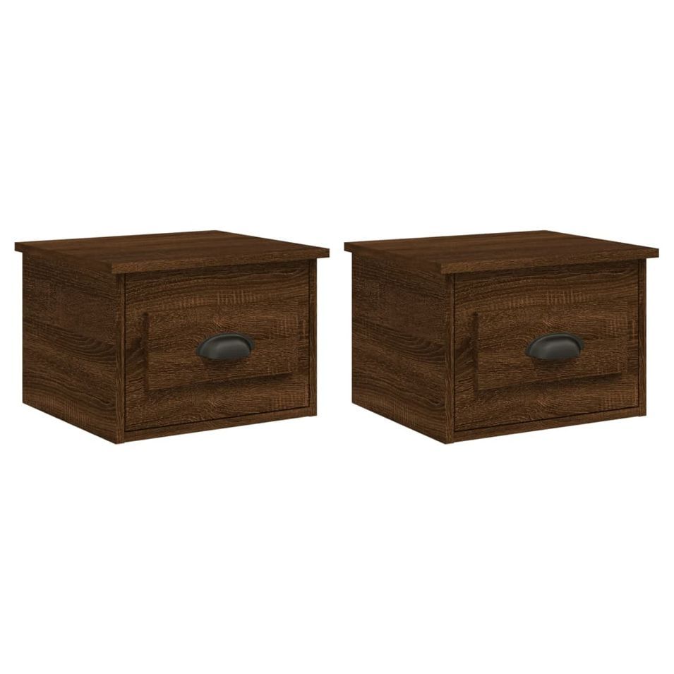 Tables de chevet murales 2 pcs Chêne marron 41,5x36x28 cm - Photo n°1