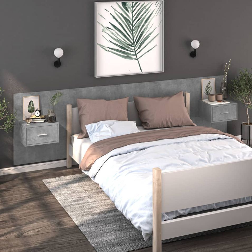 Tables de chevet murales 2 pcs Gris béton - Photo n°1