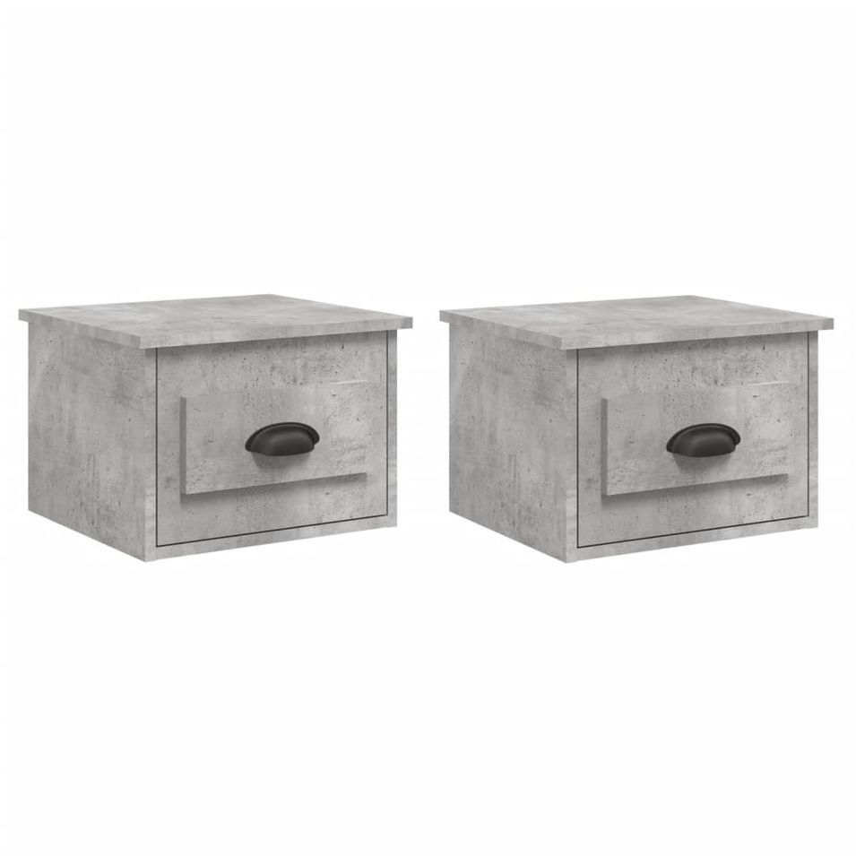 Tables de chevet murales 2 pcs gris béton 41,5x36x28 cm - Photo n°1