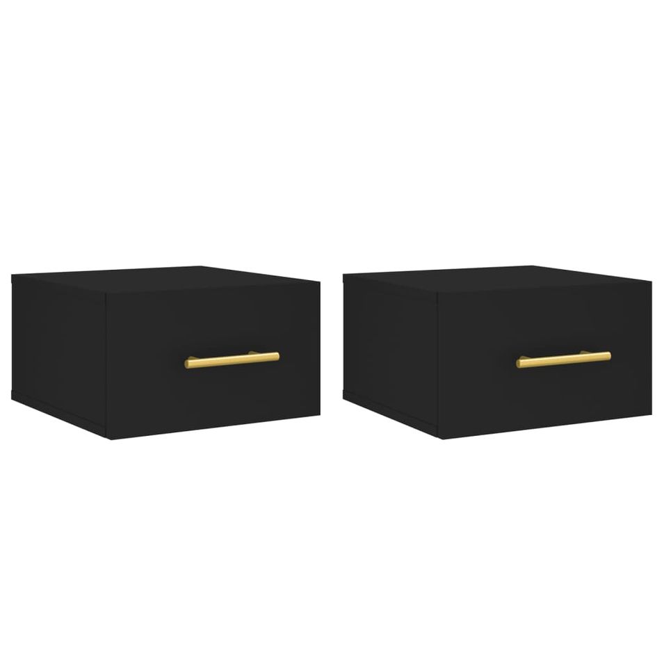 Tables de chevet murales 2 pcs noir 35x35x20 cm - Photo n°1